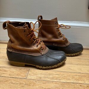 Men’s LL Bean Leather Duck Boots, size 8